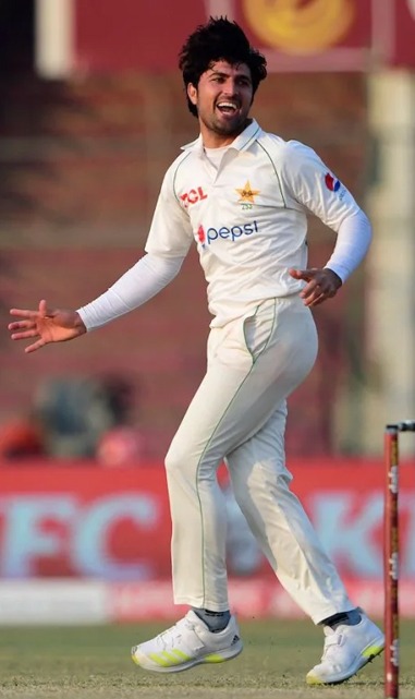 Mohammad Wasim Jr celebrating his first wicket